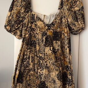 Toile Puff Sleeve Mini Dress